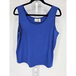 Chico's Women's Sleeveless Blue Scoop Neck Casual Tank Top Size 3 (XL)